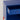 A modern blue cabinet with an open drawer.